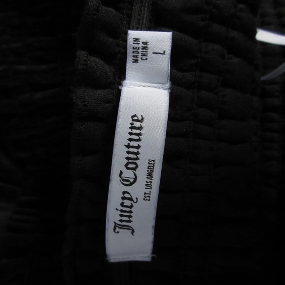 Juicy Couture Black Smocked Velour Jumpsuit Wide Leg Large Y2K Comfort Lounge - Picture 4 of 14